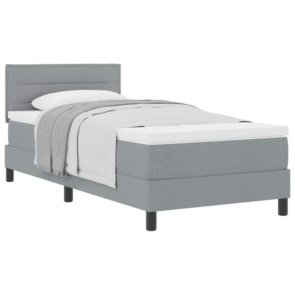 vidaXL Lit à ressorts avec tête de lit Gris clair 90 x 200 cm tissu