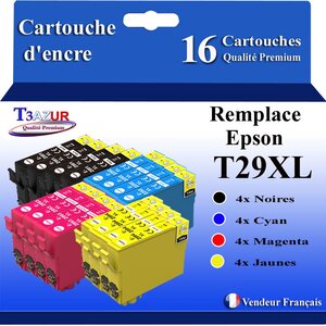 T3AZUR- 16x Cartouches Compatibles avec Epson 29XL 29 XL remplace Epson Expression Home XP-235 XP-245 XP-247 XP-255 XP-257
