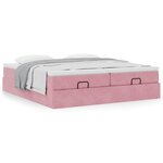vidaXL Cadre de lit ottoman avec matelas rose 200x200 cm velours