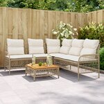 vidaXL Salon de jardin avec coussins 2 Pièces beige résine tressée