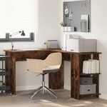 vidaXL Bureau d'angle avec rangement en chêne fumé 140x113 5x75cm