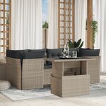 vidaXL Salon de jardin avec coussins 7 Pièces gris clair résine tressée