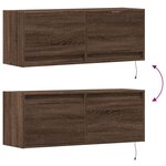 vidaXL Meuble TV mural avec lumières LED chêne marron 100x31x35 cm