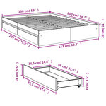 vidaXL Cadre de lit avec tiroirs sans matelas blanc 150x200 cm