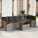 vidaXL Salon de jardin 8 pièces avec coussins en poly rattan gris
