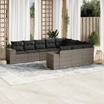 vidaXL Salon de jardin avec coussins 10 Pièces gris résine tressée