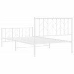 vidaXL Cadre de lit métal sans matelas et pied de lit blanc 107x203 cm