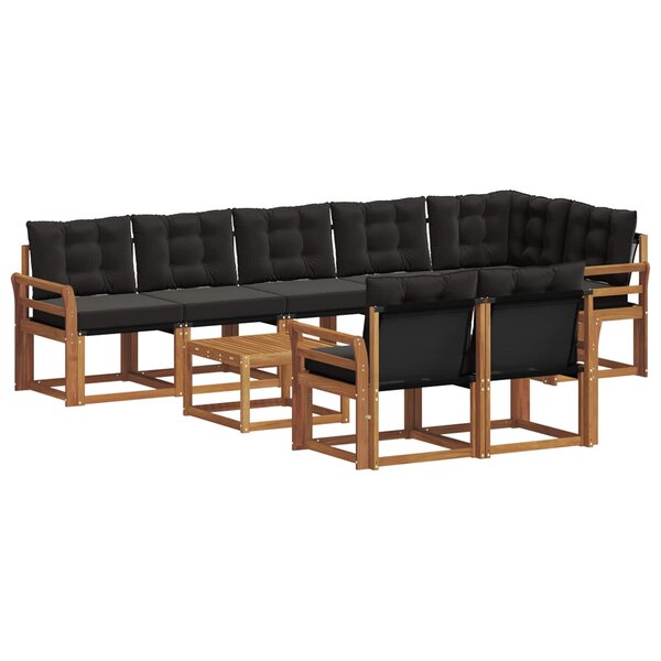 vidaXL Ensemble de canapés d'extérieur 9 pc Naturel et Noir