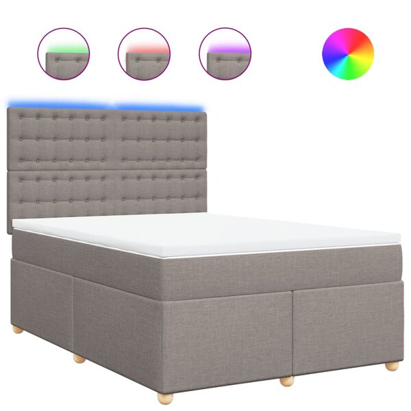 vidaXL Sommier à lattes de lit avec matelas Taupe 140x200 cm Tissu