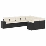vidaXL Salon de jardin 9 Pièces avec coussins noir résine tressée