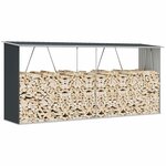 vidaXL Abri de stockage à bois Acier galvanisé 330x84x152cm Anthracite