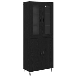 vidaXL Haut Armoire Chêne blanc et noir 69 5 x 34 x 180 cm