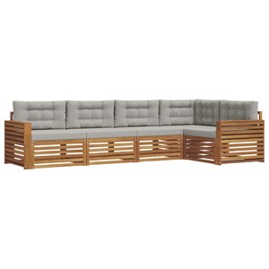 vidaXL Ensemble de canapés d'extérieur 5 pc Gris Naturel et Clair