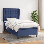 vidaXL Sommier à lattes de lit avec matelas Bleu 90x190 cm Tissu