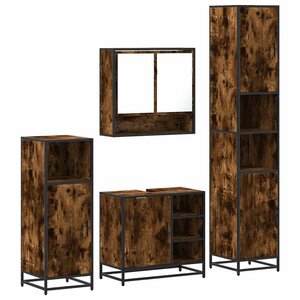 vidaXL Ensemble meubles salle de bain 4 Pièces chêne fumé bois ingénierie
