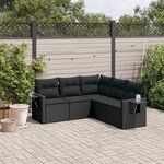 vidaXL Salon de jardin 5 Pièces avec coussins noir résine tressée
