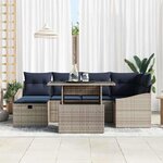 vidaXL Ensemble de canapé de jardin 7 Pièces Gris polyrotin