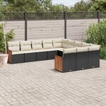 vidaXL Salon de jardin 11 Pièces avec coussins noir résine tressée