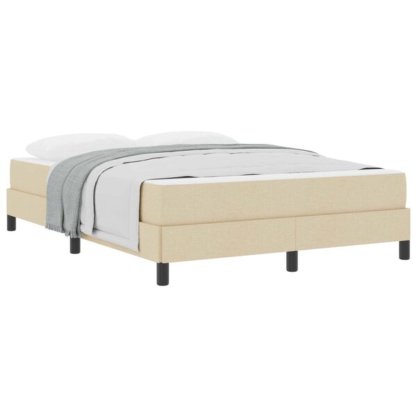 vidaXL Lit à ressorts avec matelas Crème 140 x 200 cm tissu