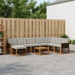 vidaXL Ensemble de canapés d'extérieur 9 pc Naturel et Gris clair