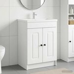 vidaXL Armoire sous évier de salle de bain Blanc 56 x 37 5 x 81 cm