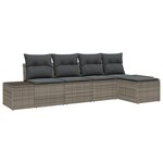 vidaXL Ensemble de 5 Canapés de Jardin avec Coussins Gris en Rattan