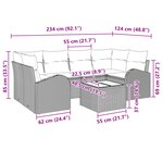 vidaXL Ensemble de canapé de jardin 7 pièces avec coussins gris clair en poly rattan