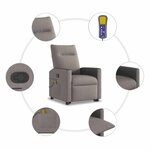 vidaXL Fauteuil inclinable de massage Taupe Tissu