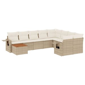 vidaXL Salon de jardin avec coussins 10 Pièces beige résine tressée