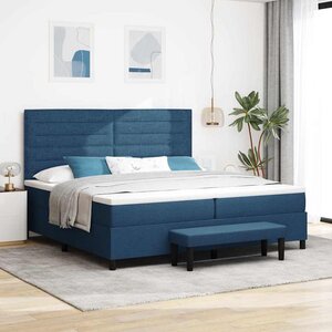 vidaXL Lit à ressorts avec matelas Bleu 200 x 200 cm tissu