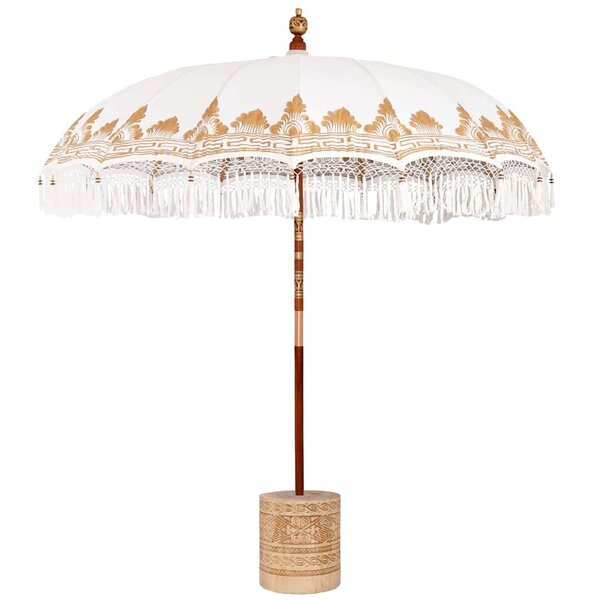 vidaXL Parasol balinais 260 Crème 210-220 cm Coton et bois massif