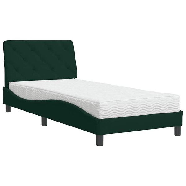 vidaXL Lit avec matelas vert foncé 90x200 cm velours