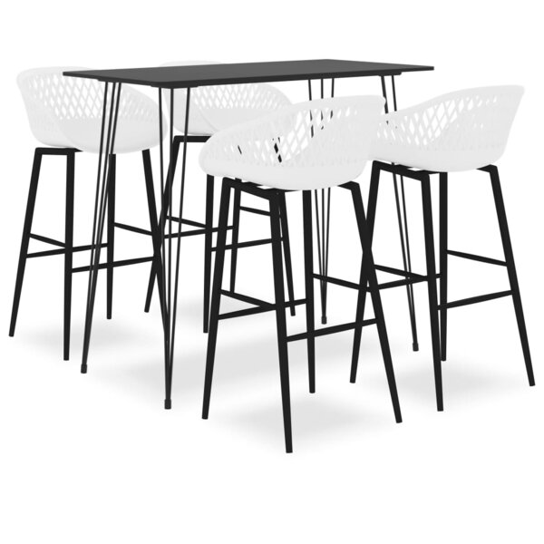 vidaXL Ensemble de bar 5 Pièces Noir et blanc