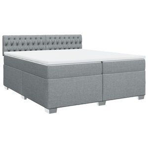 vidaXL Sommier à lattes de lit avec matelas Gris clair 200x200cm Tissu