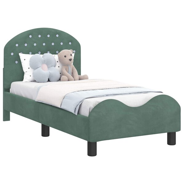 vidaXL Cadre de lit pour tout-petit avec tête de lit Vert Mer Velours
