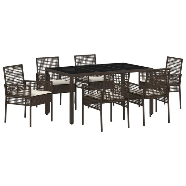 vidaXL Ensemble de salle à manger pour jardin 7 Pièces Marron polyrotin