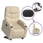 vidaXL Fauteuil inclinable Crème Tissu