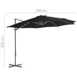 vidaXL Parasol de jardin en porte-à-faux avec mât en acier noir 300 cm