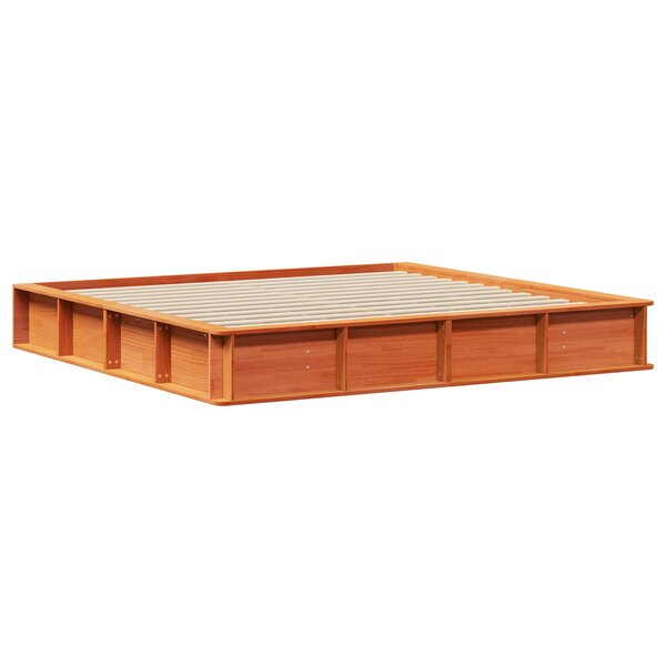 vidaXL Lit avec rangement relevable  marron ciré  180 x 200 cm  en bois de pin massif