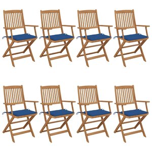 vidaXL Chaises pliables de jardin lot de 8 avec coussins Bois d'acacia
