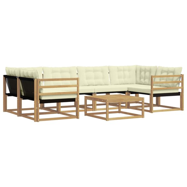 vidaXL Ensemble de canapés d'extérieur 7 pc Blanc et crème