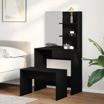 Set de table de maquillage vidaXL en chêne noir en bois reconstitué