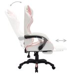 Chaise fauteuil siège pivotante de bureau informatique étude de jeux vidéo avec LED RVB Rose et similicuir rose 02_0024211