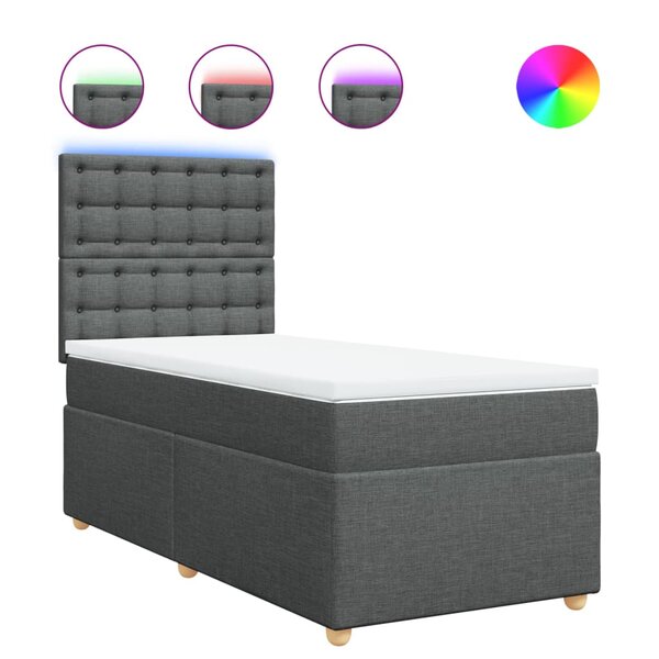 vidaXL Sommier à lattes de lit avec matelas Gris foncé 100x200cm Tissu