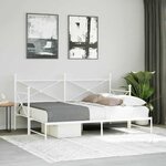 vidaXL Lit de jour avec lit gigogne sans matelas blanc 90x200 cm acier