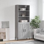 vidaXL Buffet haut Sonoma gris 69 5x34x180 cm Bois d'ingénierie