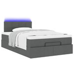 vidaXL Lit ottoman avec matelas et LED gris foncé 120x190 cm tissu