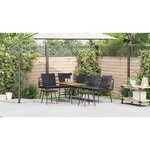 vidaXL Ensemble de canapé de jardin 4 Pièces Noir polyrotin