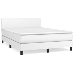 vidaXL Sommier à lattes de lit avec matelas Blanc 140x200cm Similicuir