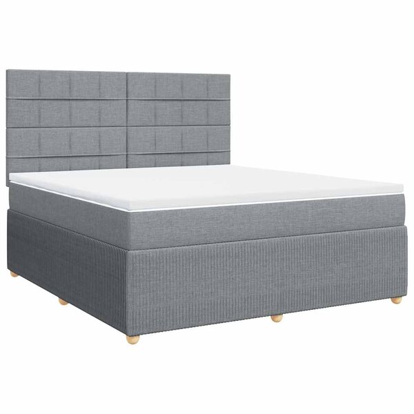 vidaXL Sommier à lattes de lit avec matelas Gris clair 180x200cm Tissu